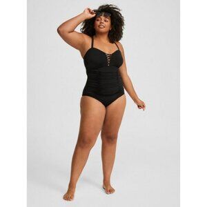 Torrid Wireless Lattice One-Piece Swimsuit Deep Black Size 2 Swim